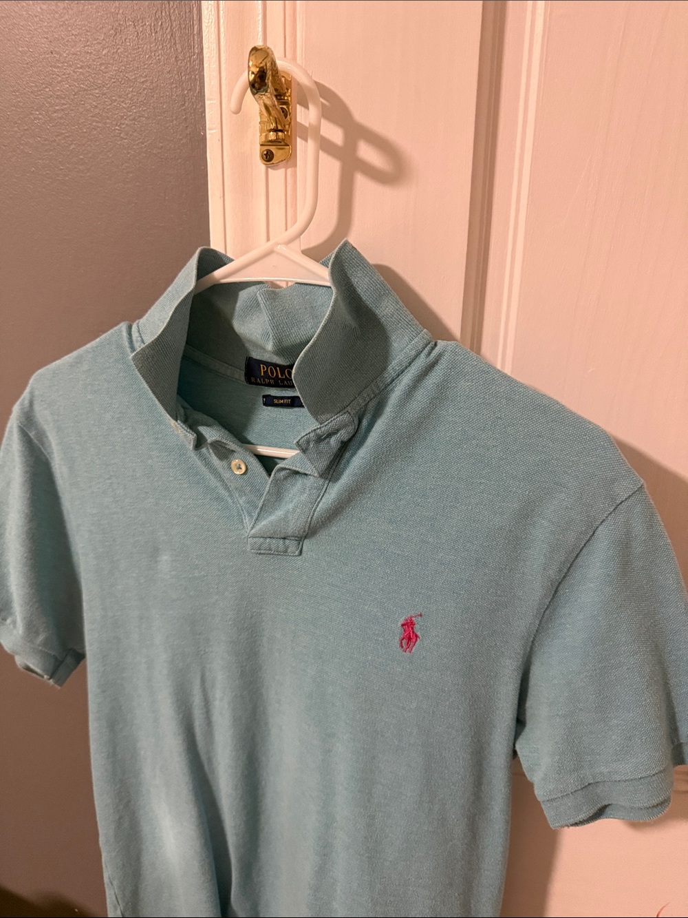 Polo by Ralph Lauren Light Blue Polo with Pink Pony Embroidery